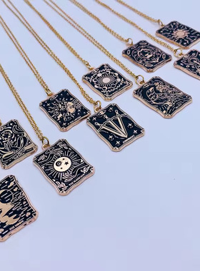 TAROT塔罗牌项链愚者命运之轮魔术师恋人死神小众吊坠配饰欧美