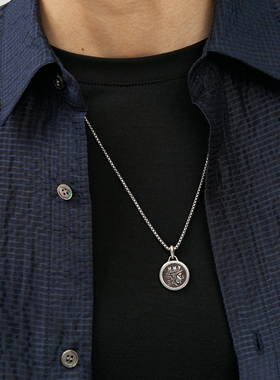 PO纯银Tyche古币项链吊坠