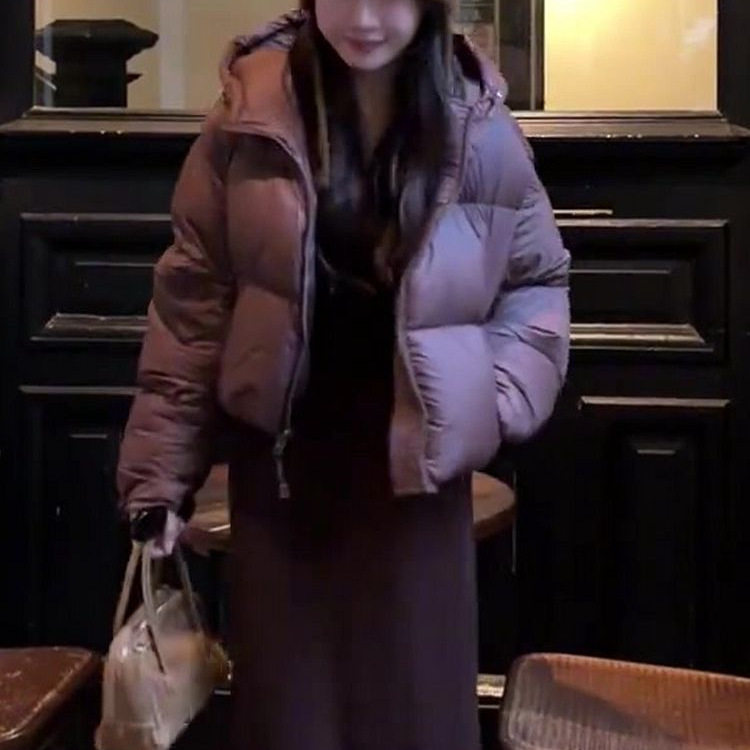 2026冬季时尚百搭紫色连帽短款面包服外套女加绒加厚棉服棉衣外套,淘宝优惠券,粉丝福利购,淘宝优惠卷