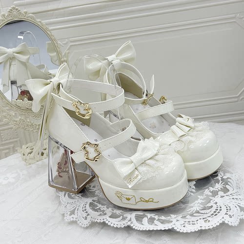 【情书寄语】原创lolita透明高跟圆头厚底可爱百搭优雅玛丽珍鞋 - 图3