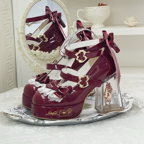 【情书寄语】原创lolita透明高跟圆头厚底可爱百搭优雅玛丽珍鞋 - 图0