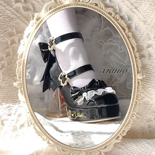 【情书寄语】原创lolita透明高跟圆头厚底可爱百搭优雅玛丽珍鞋 - 图2