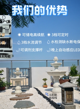 别墅装饰许愿池欧式花园流水摆件太阳能喷泉庭院造景户外水池景观