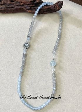 【初霁】灰月光海蓝宝双圈手链女款舒缓情绪小众设计闺蜜手串