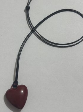 安哥拉红色爱心抽拉项链女2025新款毛衣链小众高级感卫衣链配饰潮