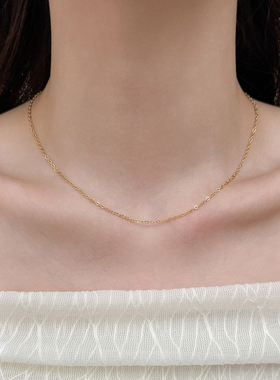 洗澡不用摘！钛钢镀18k金项链素链百搭锁骨链可diy金色单链细裸链