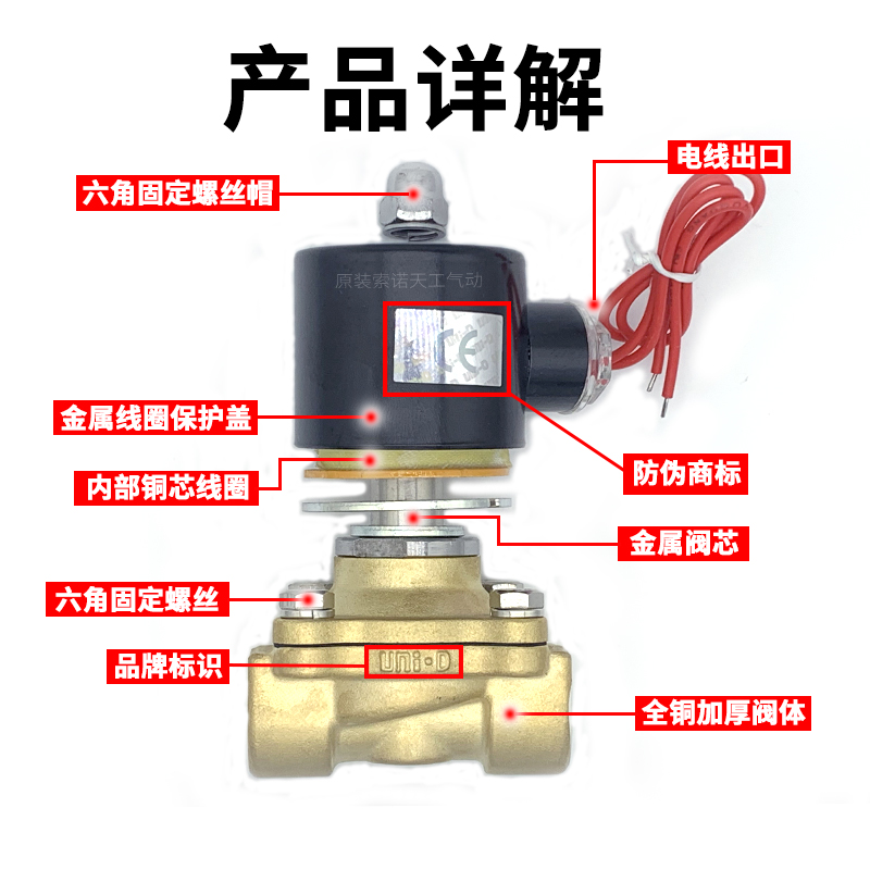 索诺天工二通水阀UW15常闭电磁阀UD08H10HUW20254050 - 图2