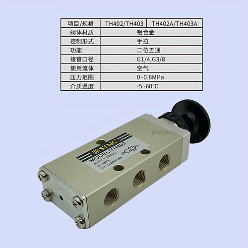 STNC索诺天工手动阀TH402/TH403二位五通手拉阀TH402A/TH403A复位 - 图1