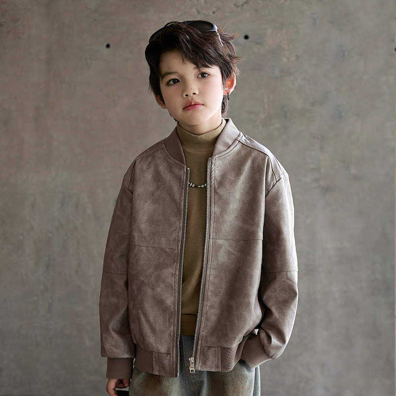 男童皮衣外套2025新款中大童美式复古棒球服帅气休闲春秋集皮夹克,淘宝优惠券,粉丝福利购,淘宝优惠卷