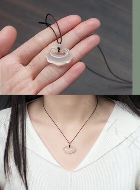 新款冰种马料白玉髓祥云锁吊坠冰透款平安无事牌挂件直播热销款