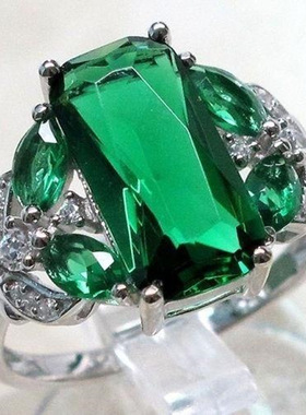 晨睿跨境畅卖新款合成宝石订婚戒指流行饰品厂家直供