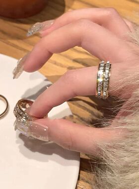 超闪满天星钛钢锆石戒指女轻奢小众设计高级感指环不掉色闺蜜尾戒