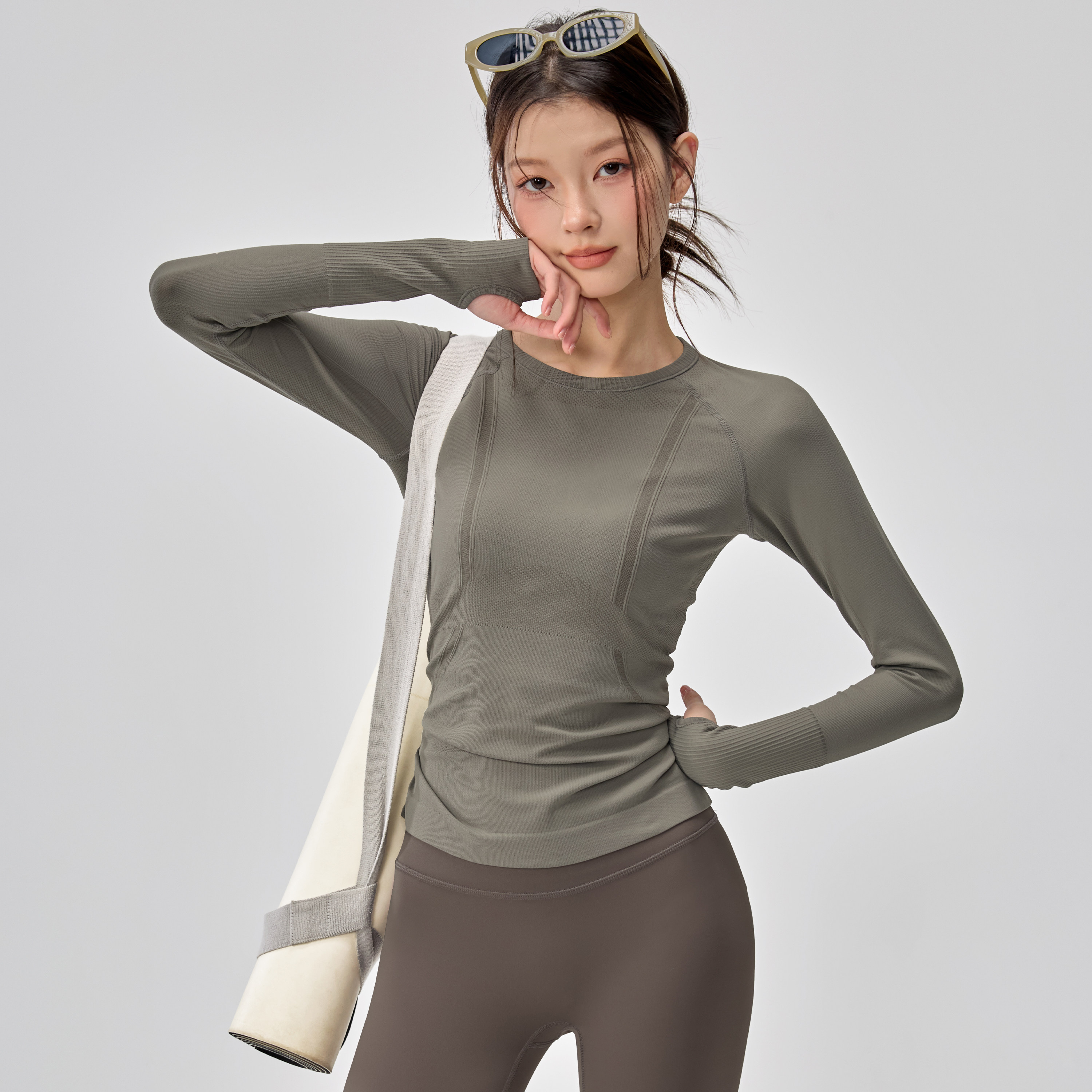 2025新款运动T恤长袖女紧身跑步健身速干上衣普拉提训练瑜伽服秋,淘宝优惠券,粉丝福利购,淘宝优惠卷