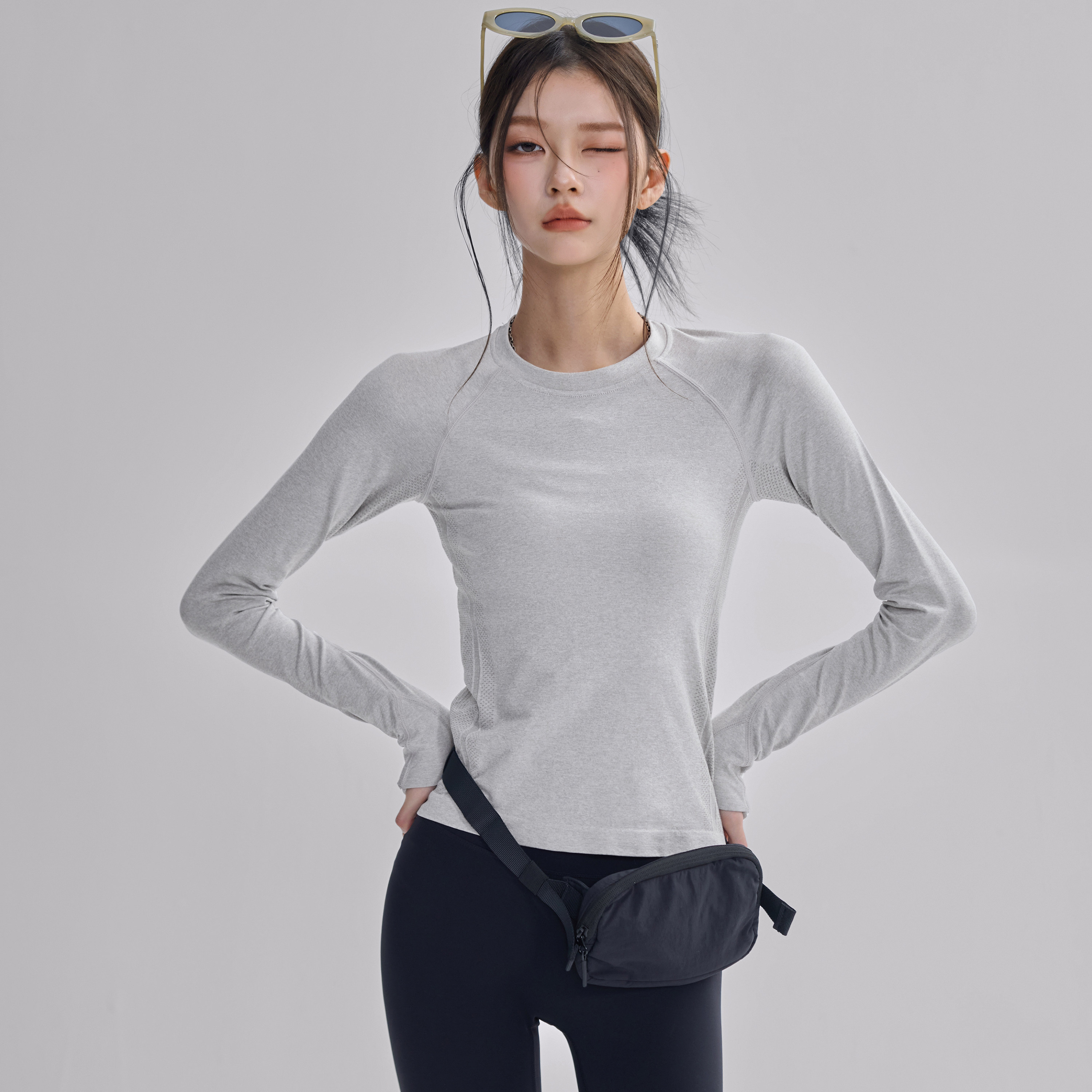 秋季瑜伽服女修身显瘦运动T恤长袖速干弹力跑步普拉提训练上衣新,淘宝优惠券,粉丝福利购,淘宝优惠卷