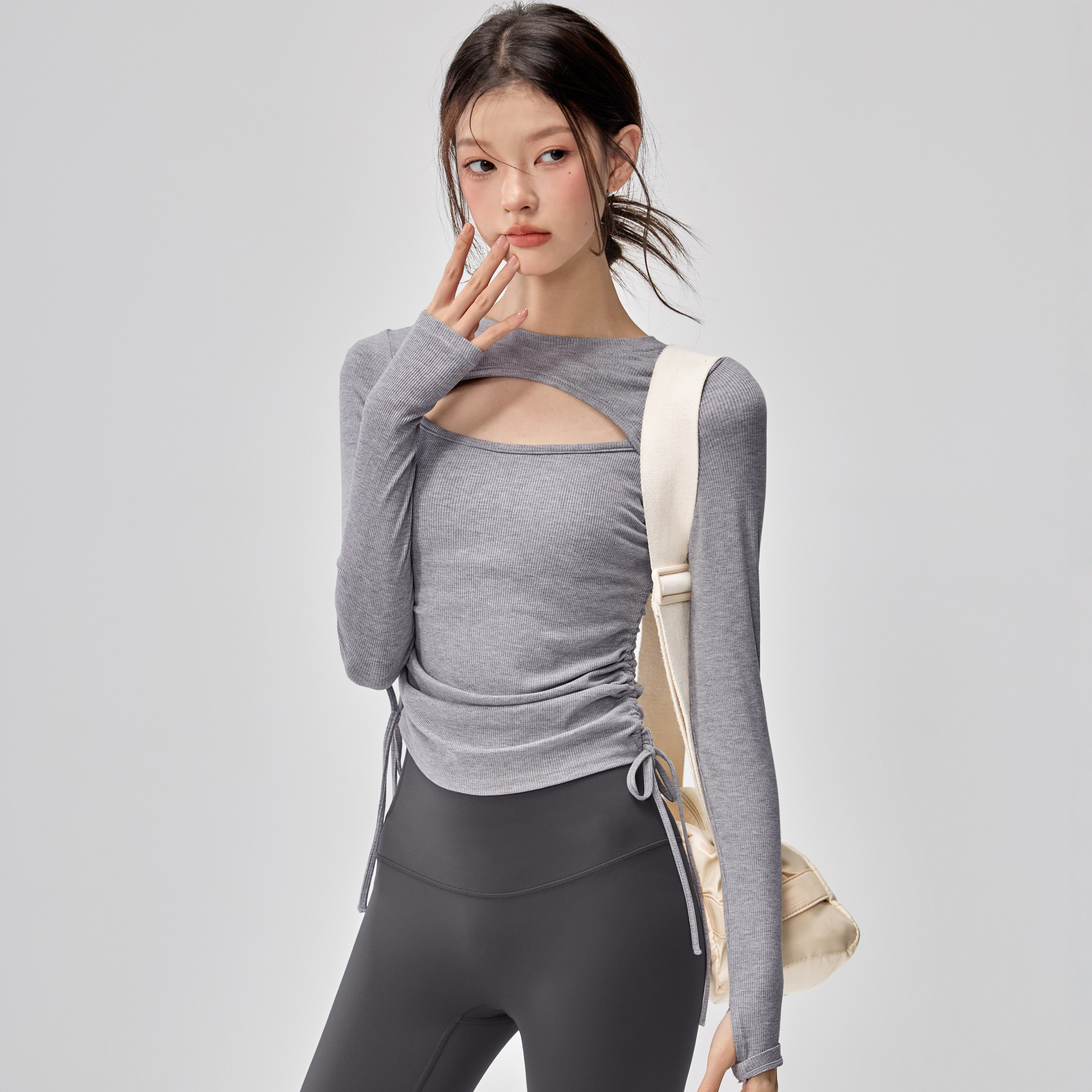 秋冬带胸垫瑜伽服女长袖显瘦性感运动T恤专业普拉提健身衣套装新,淘宝优惠券,粉丝福利购,淘宝优惠卷