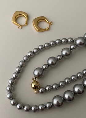 14K包金小众女真多麻灰金球项链