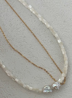 简约百搭白色光泽感好贝壳项链