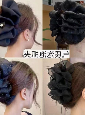 黑色蝴蝶结抓夹高级感精致百搭夹