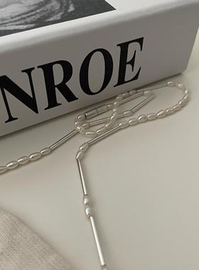 百搭经典时髦天然淡水项链s925银