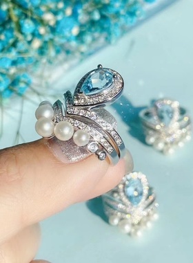 为爱加冕戒指环925款女海蓝宝