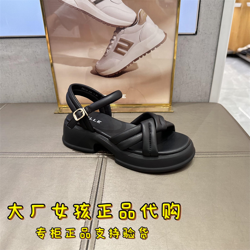 专柜正品Belle/百丽2023年夏款一字带凉鞋女鞋运动厚底凉鞋Z9C1D - 图3