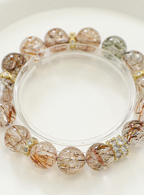 天然黑金超七水晶手链发晶手串