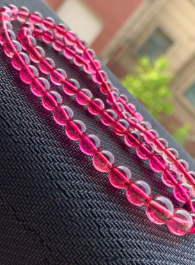 天然纯宝石红碧玺项链富有高级珠光的宝石红纯红千挑万选颗颗难遇