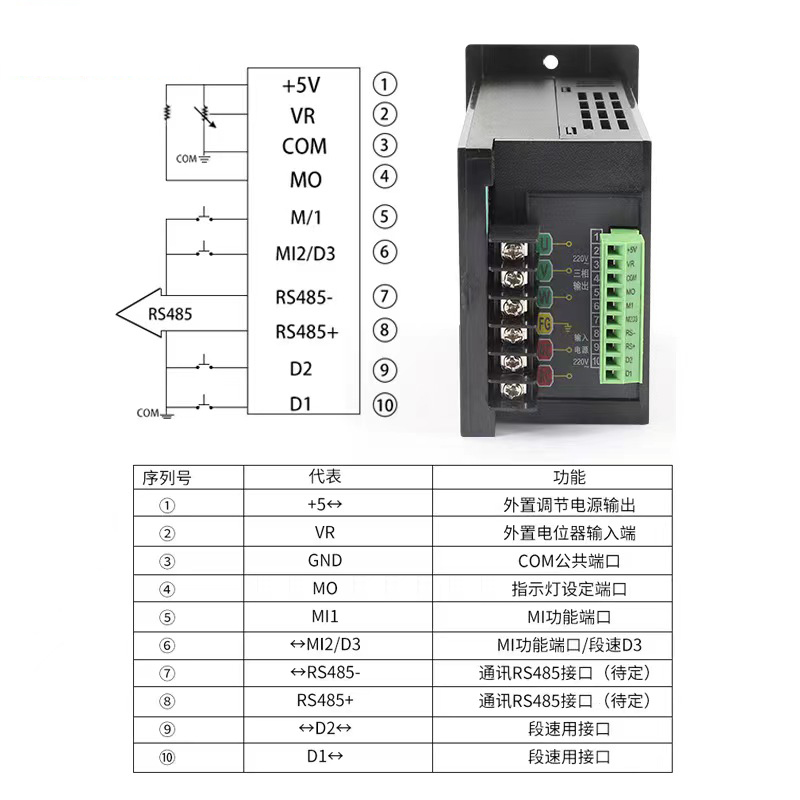 小型简易通用变频器单相220V转三相220V电机200/400/750W小功率-图2