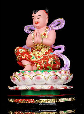 善财童子善财爷金身木雕红孩儿圣婴大王供奉神明新马流行太子神像