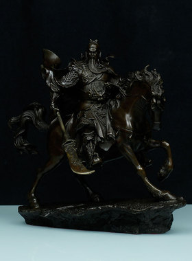 2025年新款关公神像骑马武财神关羽像供奉家用客厅办公室装饰摆件