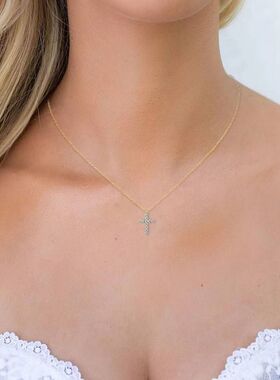 鑫葆康设计师925纯银十字架项链女热销小众感满钻十字架锁骨链潮