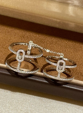 s925纯银单钻滑动工字戒指