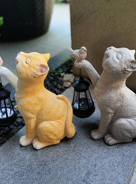 阳台花园装饰创意树脂摆件露台庭院布置可爱小猫咪室外别墅摆设