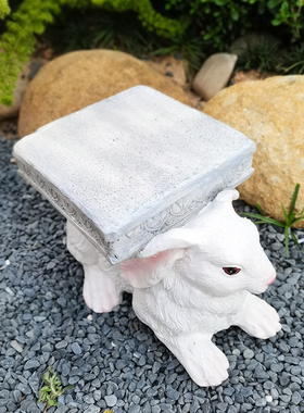 创意小白兔子墩子庭院花园动物装饰品摆件置物花盆底座室外小矮凳
