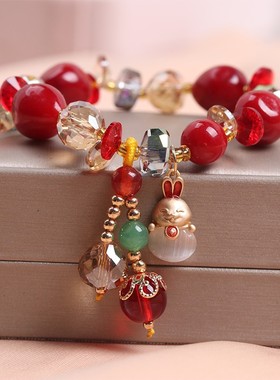 红色新款钱途无量龙手链