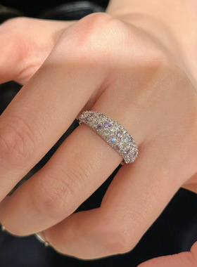 韩国东大门新款三层锆石开口戒指