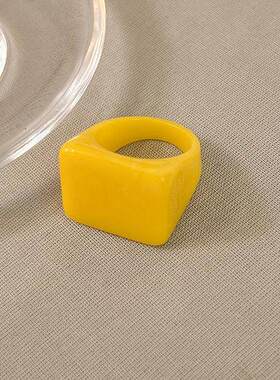 韩国东大门新款方形戒指小众时尚简约食指戒个性高级感百搭手饰女