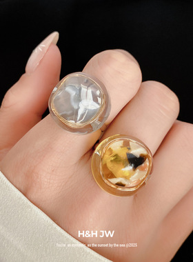 新款欧美圆形褶皱开口戒指时尚简约百搭食指戒轻奢高级感手饰秋冬