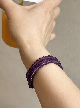 韩国新款紫色串珠玻璃水晶手链