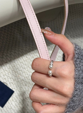 新款锆石麻花珍珠开口戒指轻奢时尚百搭高级感个性小众精致手饰女