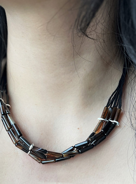 韩国东大门圆柱串珠项链个性小众轻奢锁骨链百搭高级感气质饰品女