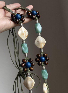 新款民族风编织腰带女配裙子复古百搭绿色腰链波西米亚度假风配饰