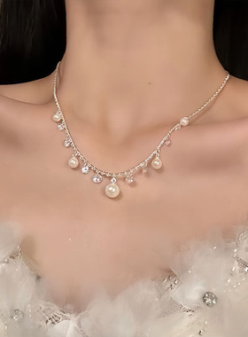 韩国东大门水滴珍珠吊坠项链