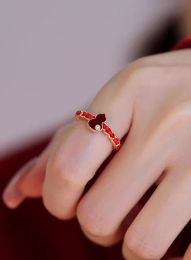 韩国东大门锆石葫芦开口戒指时尚简约百搭食指戒高级感小众手饰女