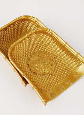 金蟾簸箕咬钱簸箕五谷丰登金簸箕乔迁创意礼品桌面摆件