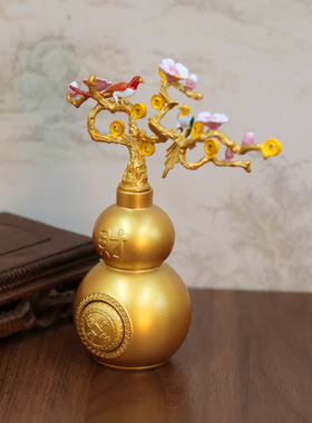 沙金喜上眉梢招财葫芦摆件转转葫芦家居招财装饰金属工艺品摆件