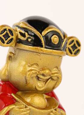 黄铜小财神手把件桌面创意小财神手办饰品家居工艺品小摆件