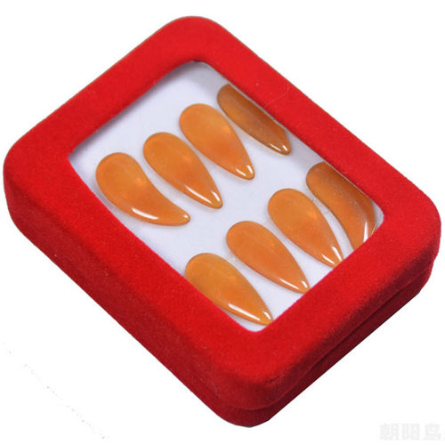 8片高端古筝指甲义甲加厚凹槽拨醋酸手工打磨古筝胶布琥珀色遥指 - 图3