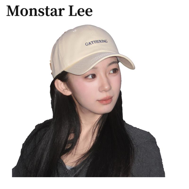 Monstar Lee韩系鸭舌帽女2025时尚百搭遮颧骨棒球帽宽帽檐显脸小 - 图3