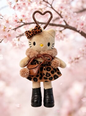 日本正版红色吊带黑皮长腿kitty